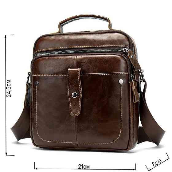 Сумка чоловіча гладка Vintage 14700 Коричнева Київ