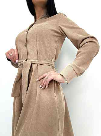 Вельветовое платье миди Ofelia 42-44, Трехнитка начес, Бежевый Киев