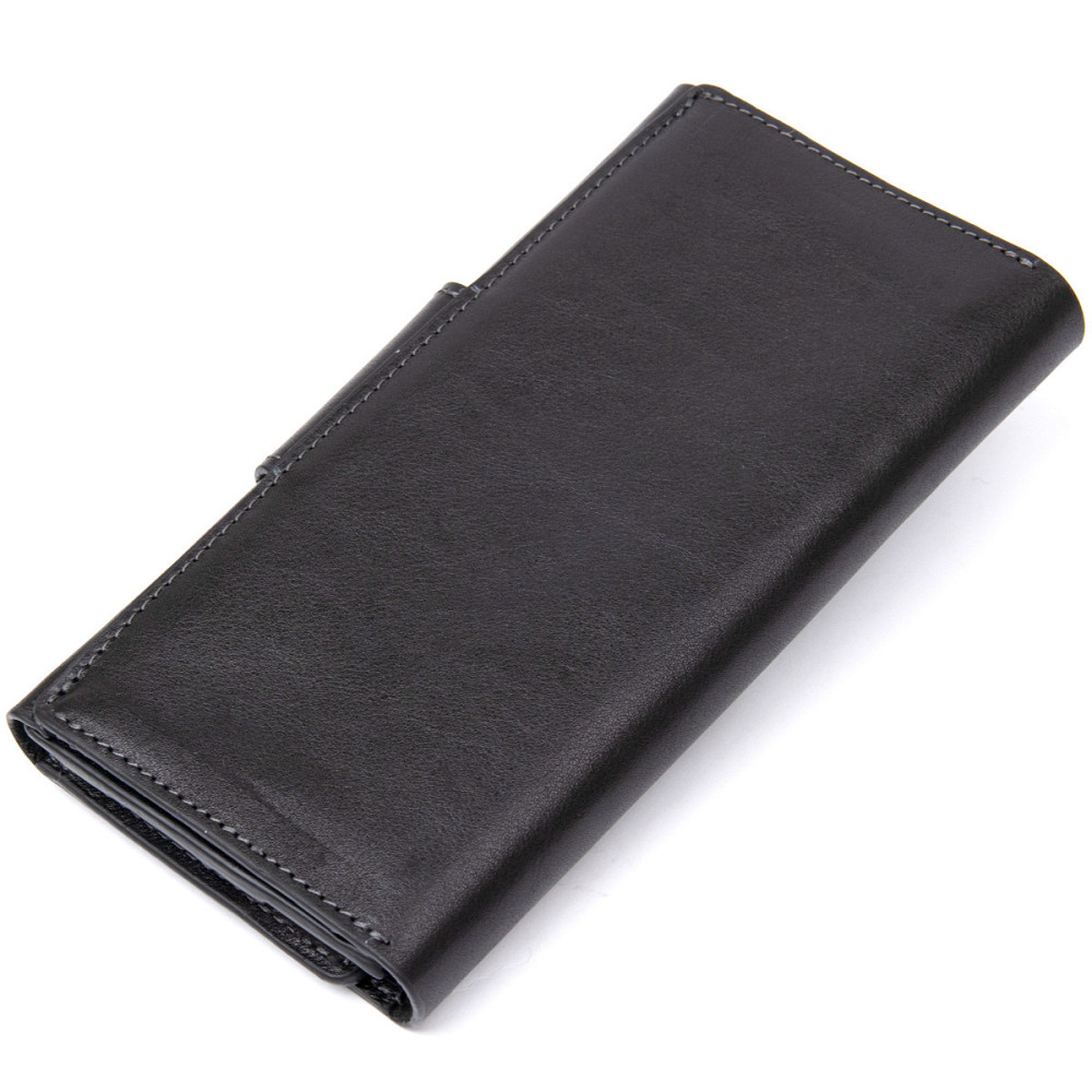 Шкіряне глянсове портмоне Чорний (GRANDE PELLE) Київ - фото 6