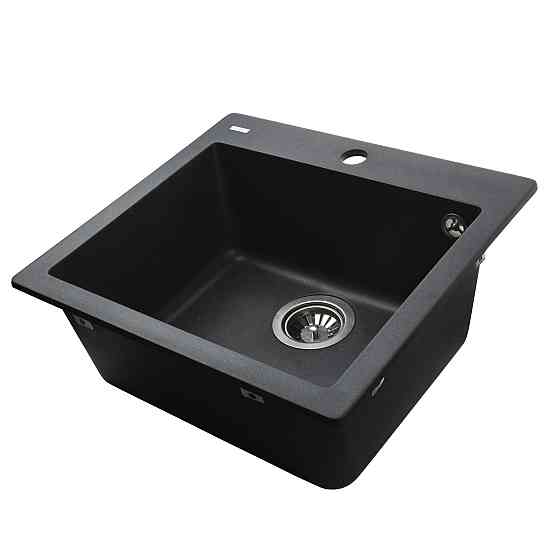 Гранітна мийка Globus Lux AOSTA чорний металік 490x455мм-А0001 Київ