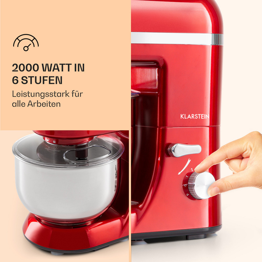 Кухонний комбайн Bella Elegance 2000 Вт/2,7 к.с./5.2 літра Неіржавка сталь Без BPA Червоний (Німеччина, Рівне - фото 3