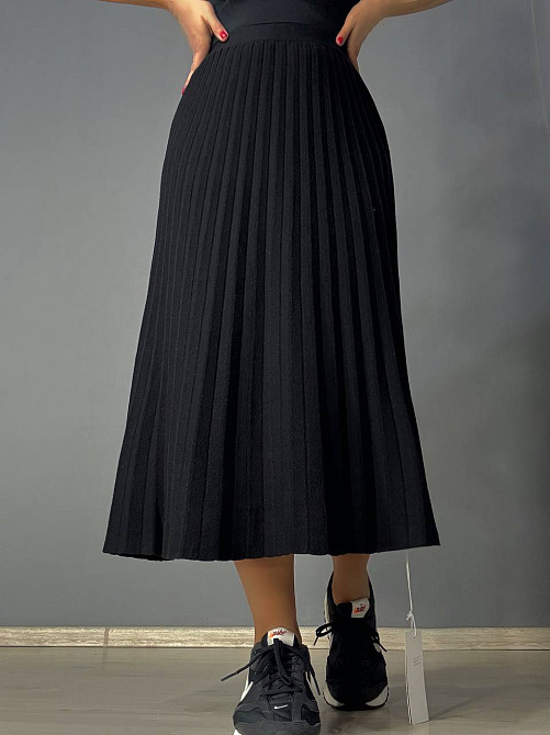 Спідниця жіноча Accorddream 62313 вʼязана пліссе міді на резинці, чорний, one size Київ - фото 3
