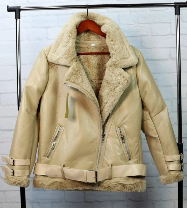 Стильная женская дублёнка Бежевый XL Харьков - изображение 3