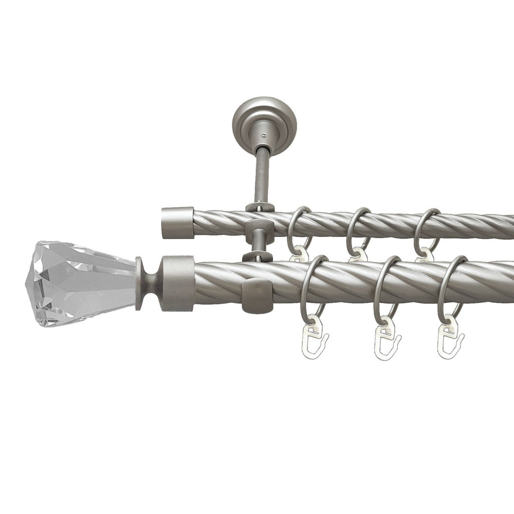 Карниз Orvit Лучетта металевий дворядний відкритий скручена труба кільце металеве Сатин 25\16 мм 200 см (00-00023561) Львів - фото 1