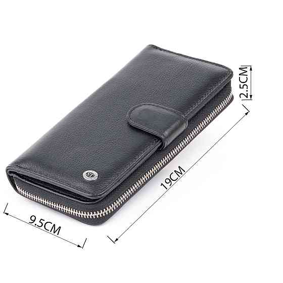 Вертикальный вместительный кошелек из кожи унисекс ST Leather 19300 Черный Киев