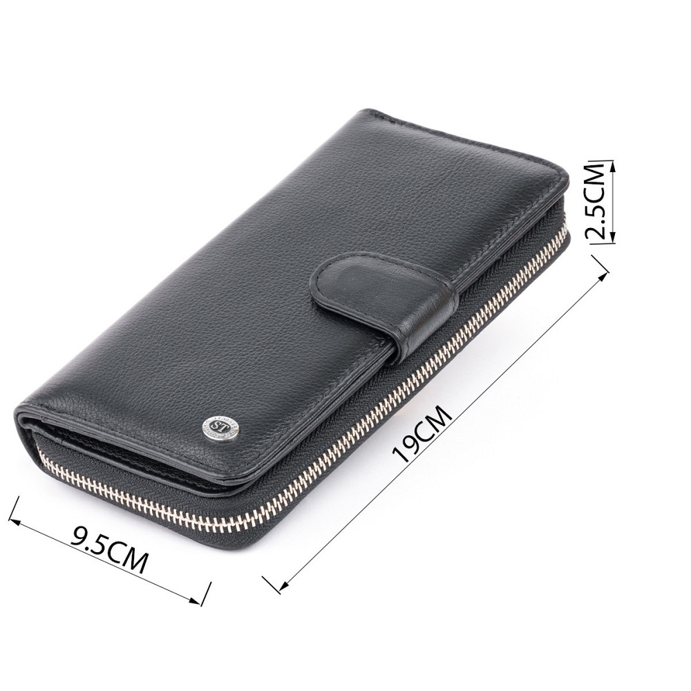Вертикальный вместительный кошелек из кожи унисекс ST Leather 19300 Черный Киев - изображение 6