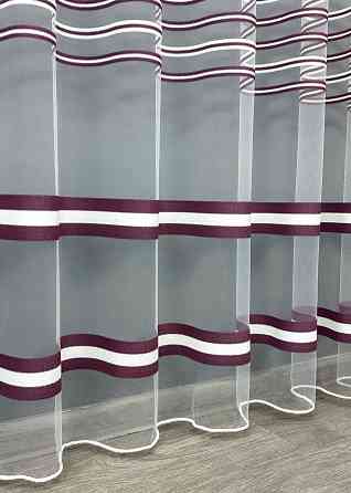 Тюль фатин полосы Цвет сливовый с белым 1775т Киев