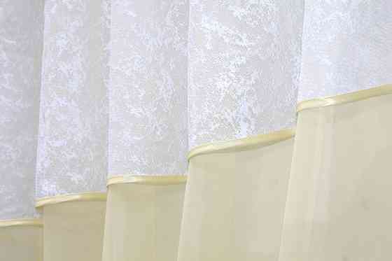 Кухонные шторы (270х170см) с ламбрекеном, на карниз 1-1,5м цвет бежевый с белым 00к 59-806 Киев