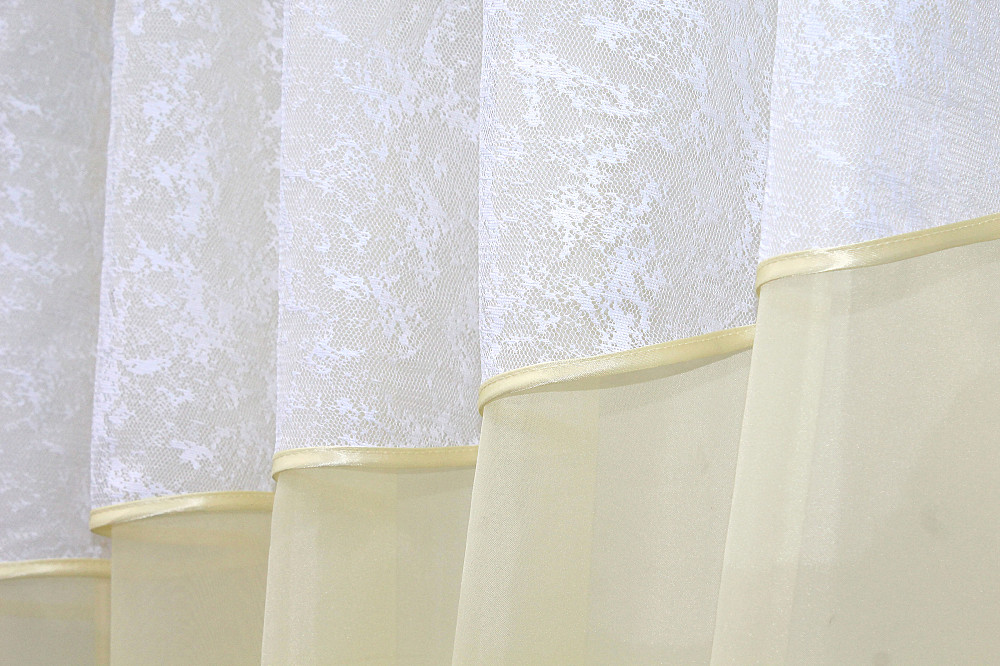 Кухонные шторы (270х170см) с ламбрекеном, на карниз 1-1,5м цвет бежевый с белым 00к 59-806 Киев - изображение 4