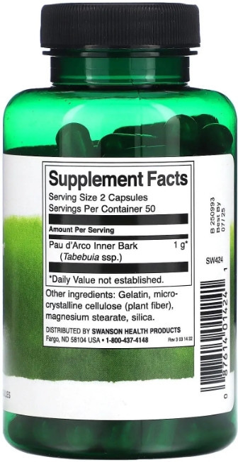 Кора мурашиного дерева (По Дарко)Swanson Pau d'Arco 500 mg 100caps Київ - фото 2