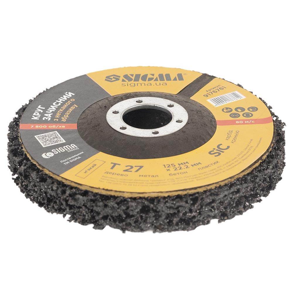 Круг зачистный из нетканого абразива (коралл) Т27 Ø125×22.23мм черный мягкий SIGMA (9176761) Ровно - изображение 7