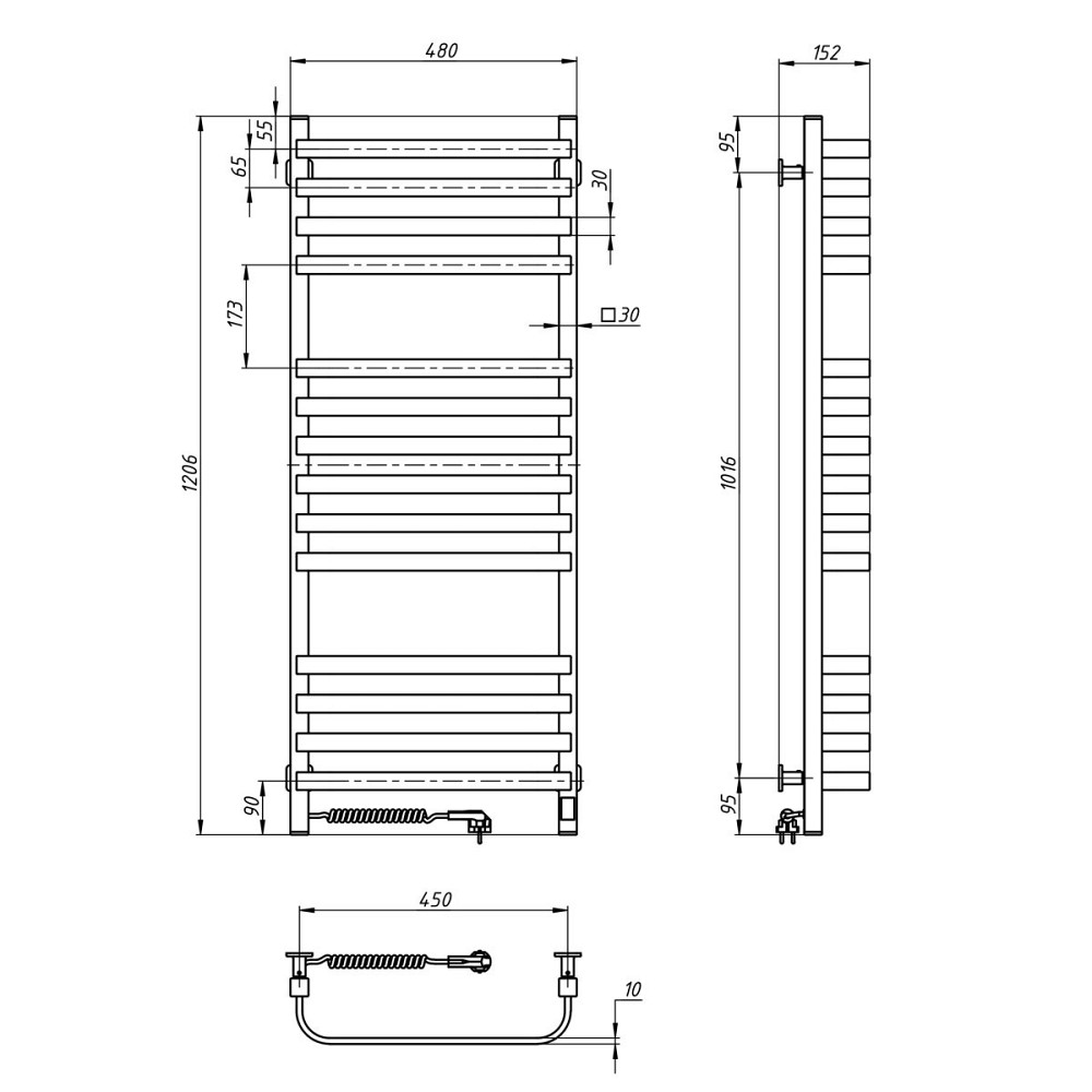 Рушникосушка електрична Navin Stugna 480х1200 Sensor з таймером, чорний муар Київ - фото 9