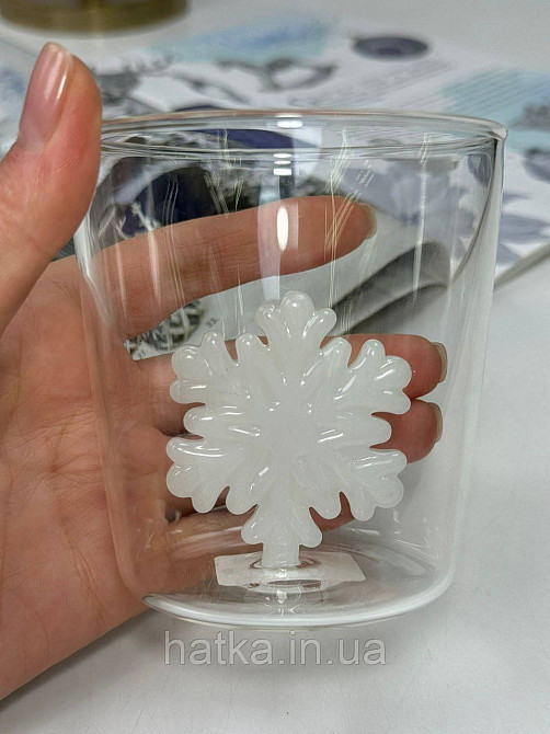 Кухоль чашка подвійне скло Olens "Сніжинка" 360 мл Ручне миття 102-1177 Київ - фото 5