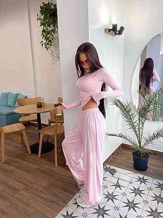 Женский базовый прогулочный костюм двойка: лонгслив и штаны турецкая вискоза Барби, 42/46 Одесса