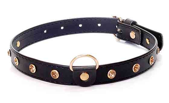 Ошейник из искуственной кожи с кристаллами Fetish Boss Series - Collar Gold Crystal, BS3300116 Sex Aura Киев