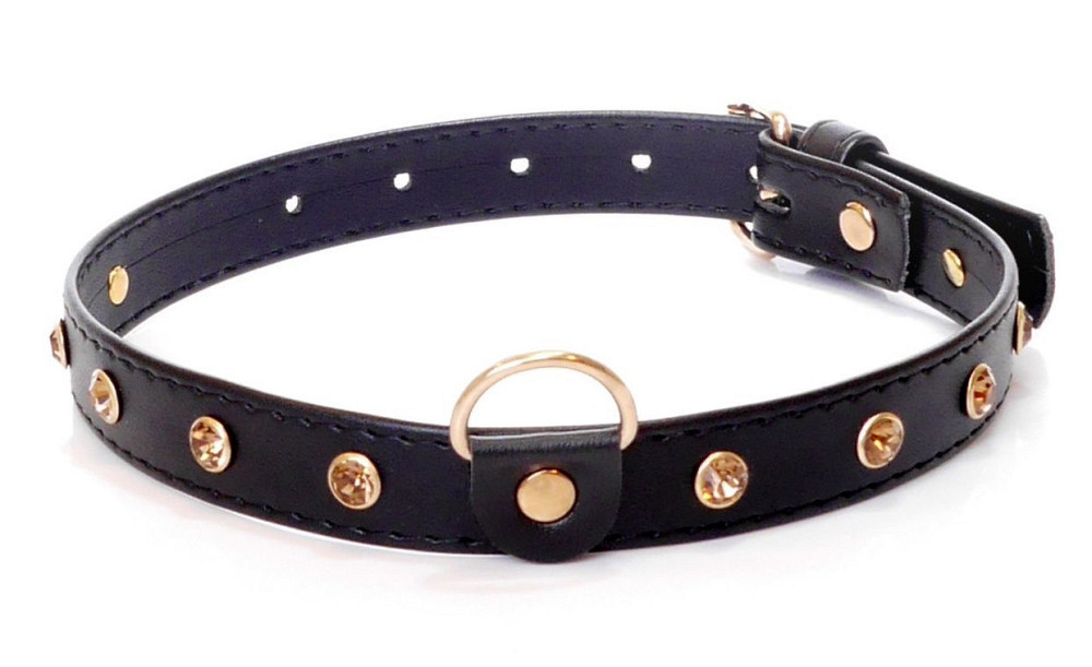 Ошейник из искуственной кожи с кристаллами Fetish Boss Series - Collar Gold Crystal, BS3300116 Sex Aura Киев - изображение 1