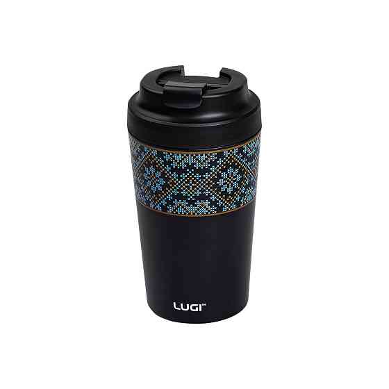 Термочашка Вышиванка с фарфоровой колбой 380 мл черная HP-14-50B Киев