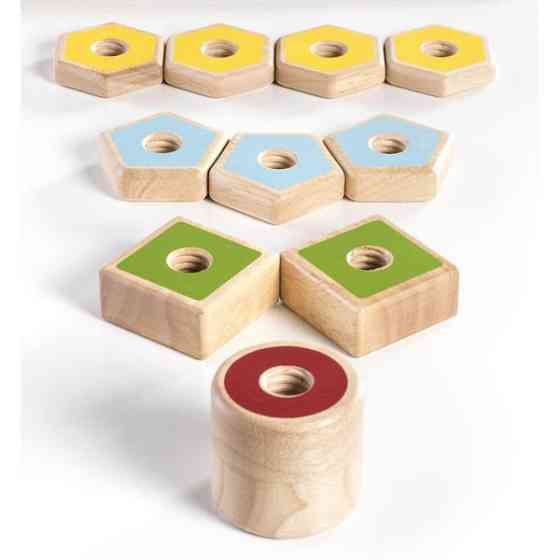 Дерев'яна логічна пірамідка Guidecraft Manipulatives Фігури на різьбі (G6901) Киев