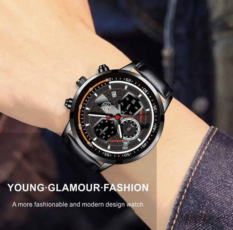 Подарочный набор для мужчин: наручные часы, 1 браслет и 1 ожерелье- диам 4,2 дл. 22см шир рем 2см, без коробки Киев - изображение 3