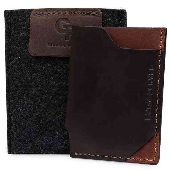Кожаный необычный картхолдер GRANDE PELLE 11534 Коричневый Киев