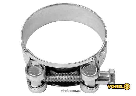 Хомут сталевий, з гвинтовим затискачем GBS W1 VOREL : Ø= 68-73/ 24 мм, оцинкований [100] Одесса