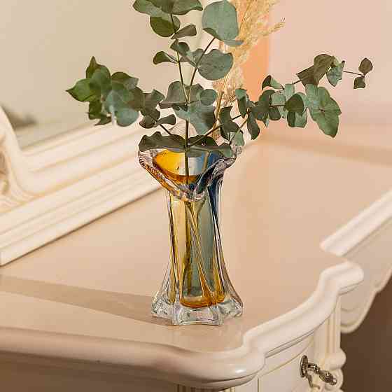 Фігурна декоративна ваза для квітів 22 см жовто-синя Київ