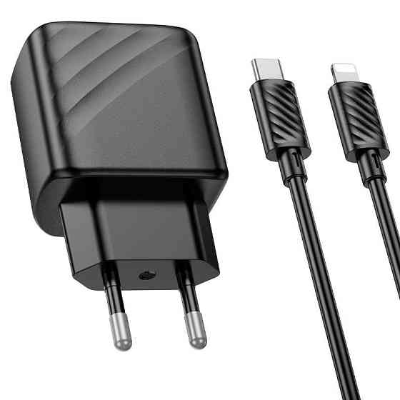 Мережевий зарядний пристрій з кабелем HOCO CS23A Sunlight dual-port PD30W+QC3.0 charger set (C to iP)(EU) Одеса