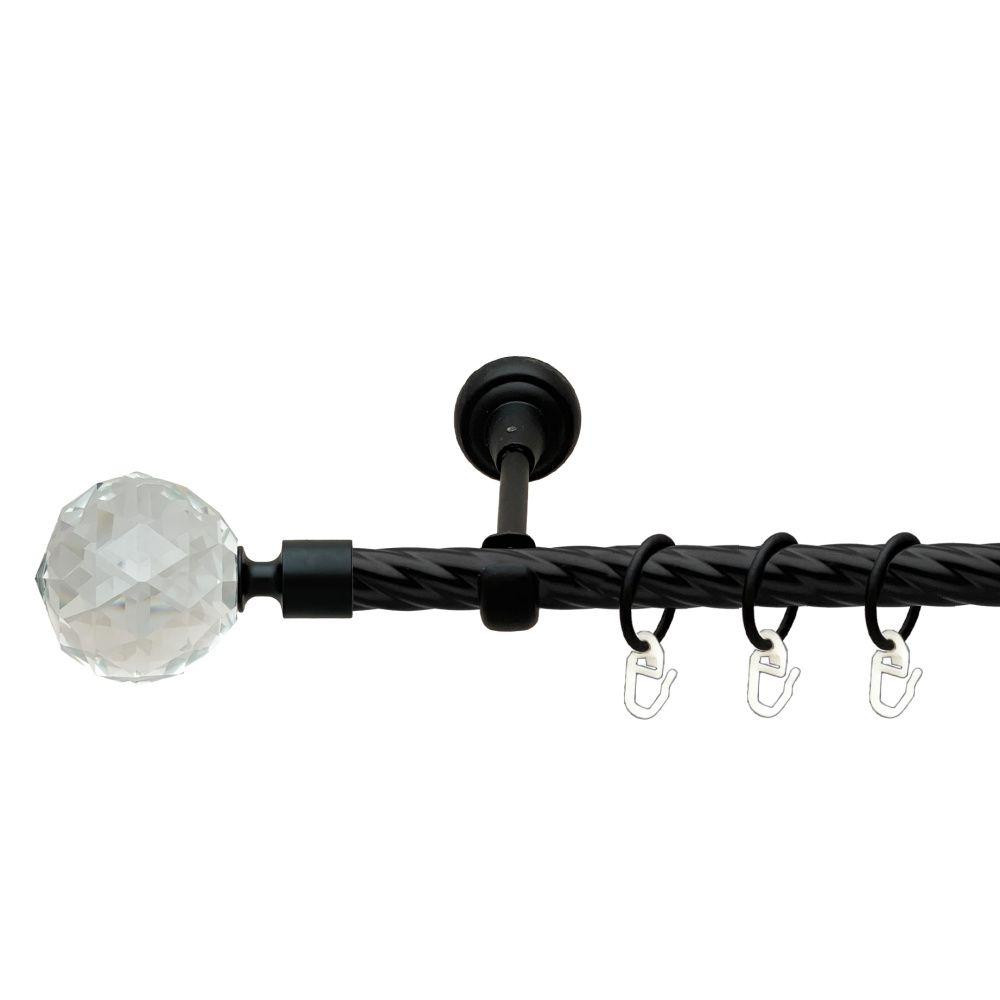 Карниз Orvit Люміера металевий однорядний відкритий скручена труба кільце металеве Чорний Оксамит 19 мм 200 см (00-00016173) Львів - фото 1