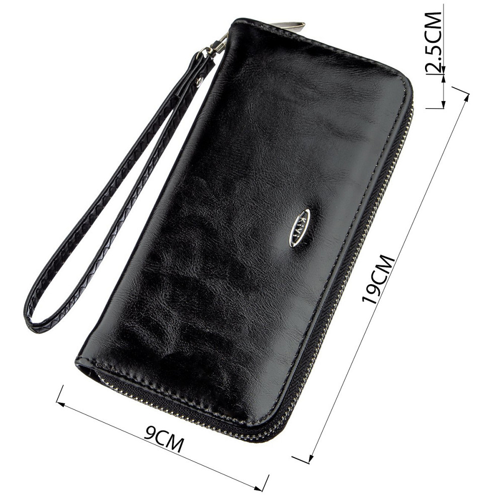 Гаманець жіночий на одну блискавку з екокожі гладкий KIVI 19040 Чорний Київ - фото 2