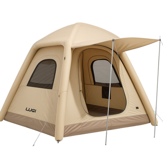 Надувний 3-місний намет 230×230×150 (см) для туризму та риболовлі намет з надувним каркасом Бежевий LU-021 Коломыя