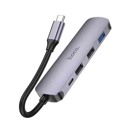 USB хаб HOCO HB27 5в1 адаптер Type-C з Power Delivery портами USB 2.0 3.0 HDTV конвертер 6931474769329 Одеса