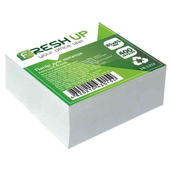 Блок паперу для нотаток "Fresh Up" FR-1212 85*85мм 400арк, білий клеєний, шт Київ