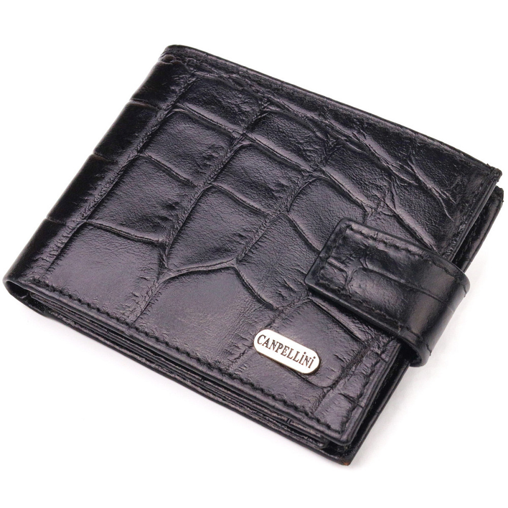 Кошелек мужской из натуральной фактурной кожи CANPELLINI 21511 Черный Киев - изображение 1