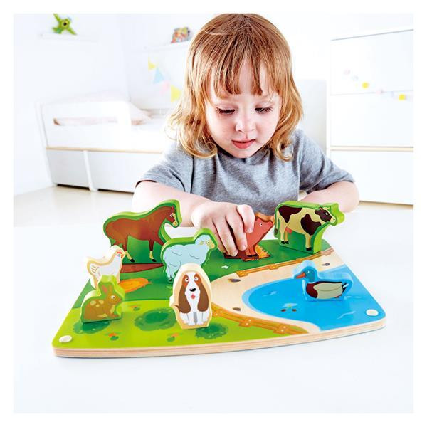 Деревянная рамка-вкладыш Hape Зверята на ферме с фигурками (E1454) Харьков - изображение 9