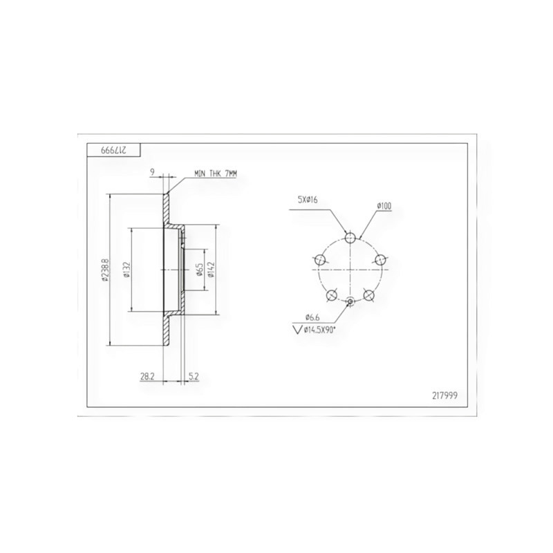 Диск Volken Bora, Golf 4, Skoda Octavia Tour задній (d239x9mm) гальмівний Мукачево - фото 1