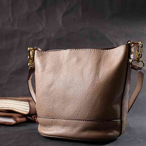 Жіноча сумка з автономною косметичкою всередині з натуральної шкіри Vintage 22364 Бежева Київ