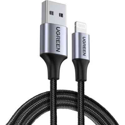 Дата кабель USB 2.0 AM to Lightning 2.0m US199 2.4A Black Ugreen (60158) Вінниця