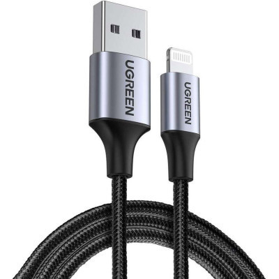 Дата кабель USB 2.0 AM to Lightning 2.0m US199 2.4A Black Ugreen (60158) Вінниця - фото 1
