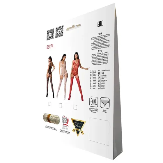 Ажурний бодістокінг з імітацією панчіх Passion BS074 red Львов