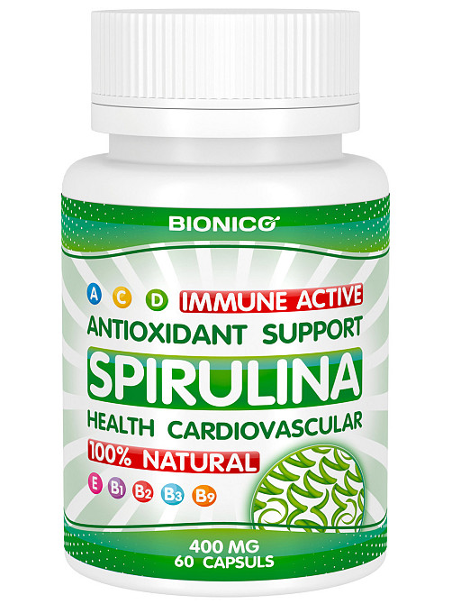 Спирулина для здоровья кровеносной системы, для здоровья щитовидной железы, похудение, 60 капс. Киев - изображение 1