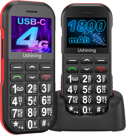 Мобильный телефон для пожилых людей You T190 Black: 4G VoLTE, большие кнопки, SOS, аккумулятор 1800 мАч, док-станция USB-C Киев