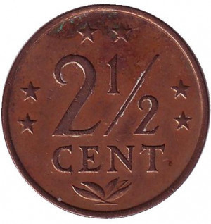 Монета 2,5 центу. 1973-76 рік, Нідерландські Антильські острови. Полтава - фото 1