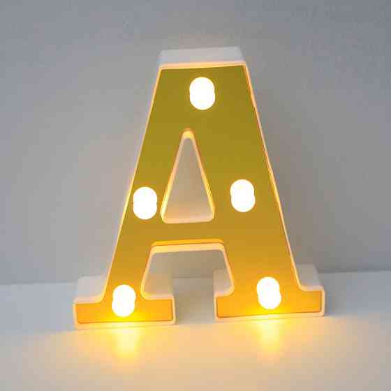 Объемная буква А led маленькая 16 на 14 см золотистый Киев