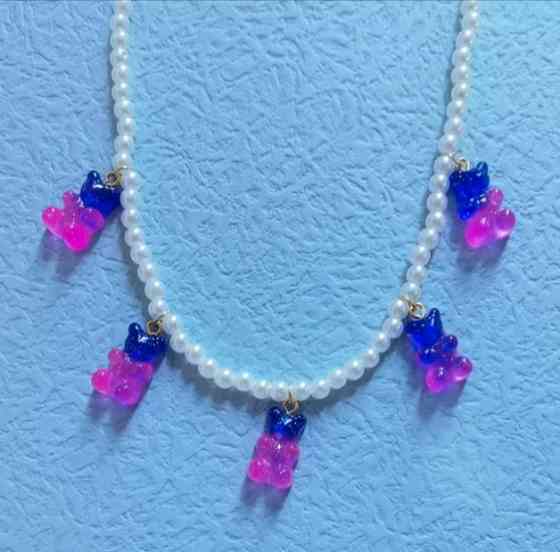 Ожерелье с мармеладными мишками для детей - длина 41см, смола, цинковый сплав, пластик Киев