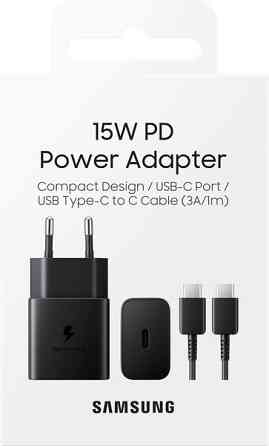Мережевий зарядний пристрій Samsung 15W Power Adapter Type-C+Cable - Black (EP-T1510XBEGEU) (6972208) Київ