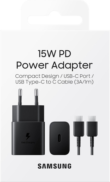 Мережевий зарядний пристрій Samsung 15W Power Adapter Type-C+Cable - Black (EP-T1510XBEGEU) (6972208) Київ - фото 4