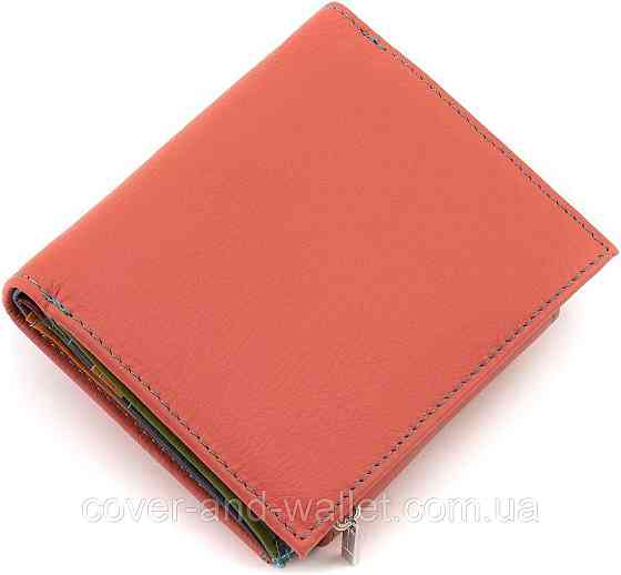 Невеликий жіночий гаманець коралового кольору з монетницею ST Leather Київ