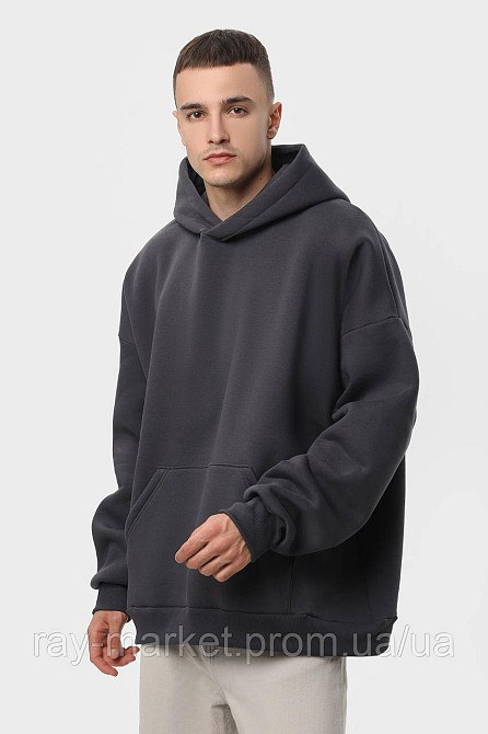 Худі оверсайз чоловіче утеплене RAY OVERSIZE темно-сіре (U0404M-Dark Grey) Київ - фото 1