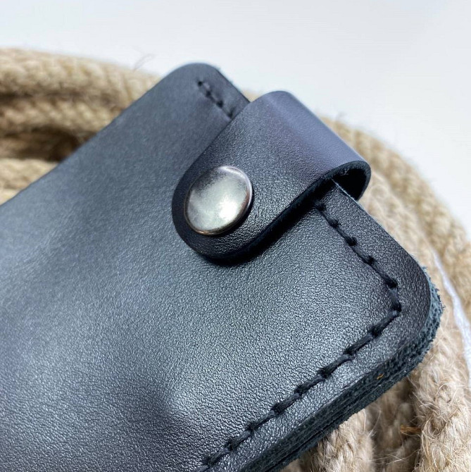 Гаманець шкіряний жіночий Біфолд Глянець Чорний маленький, стильний, модний, з відділеннями для карт та купюрMasterSem Київ - фото 5