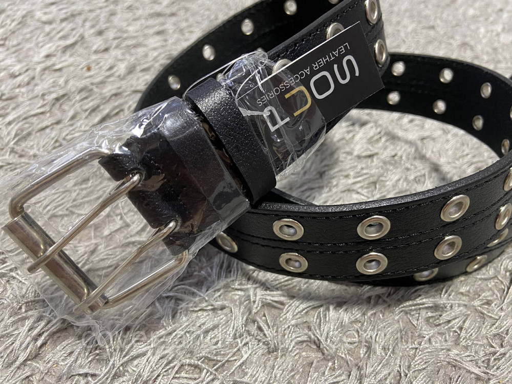 Широкий шкіряний ремінь із двома отворами PS Leather Київ - фото 1